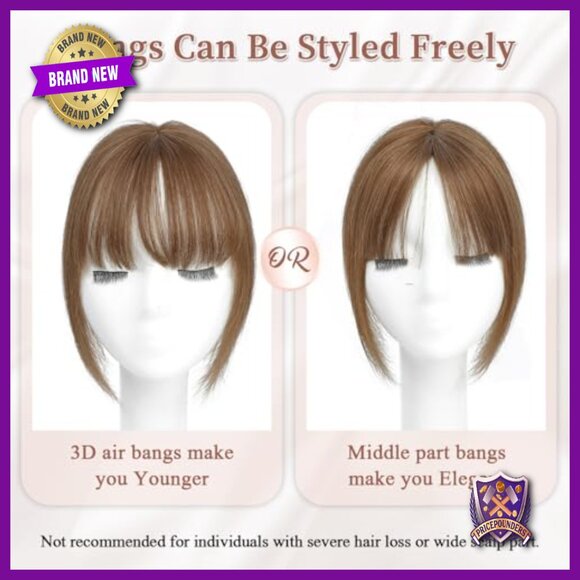 10 Inch Human Hair Topper with Bangs for Thinning Crown Daily Use main image 5